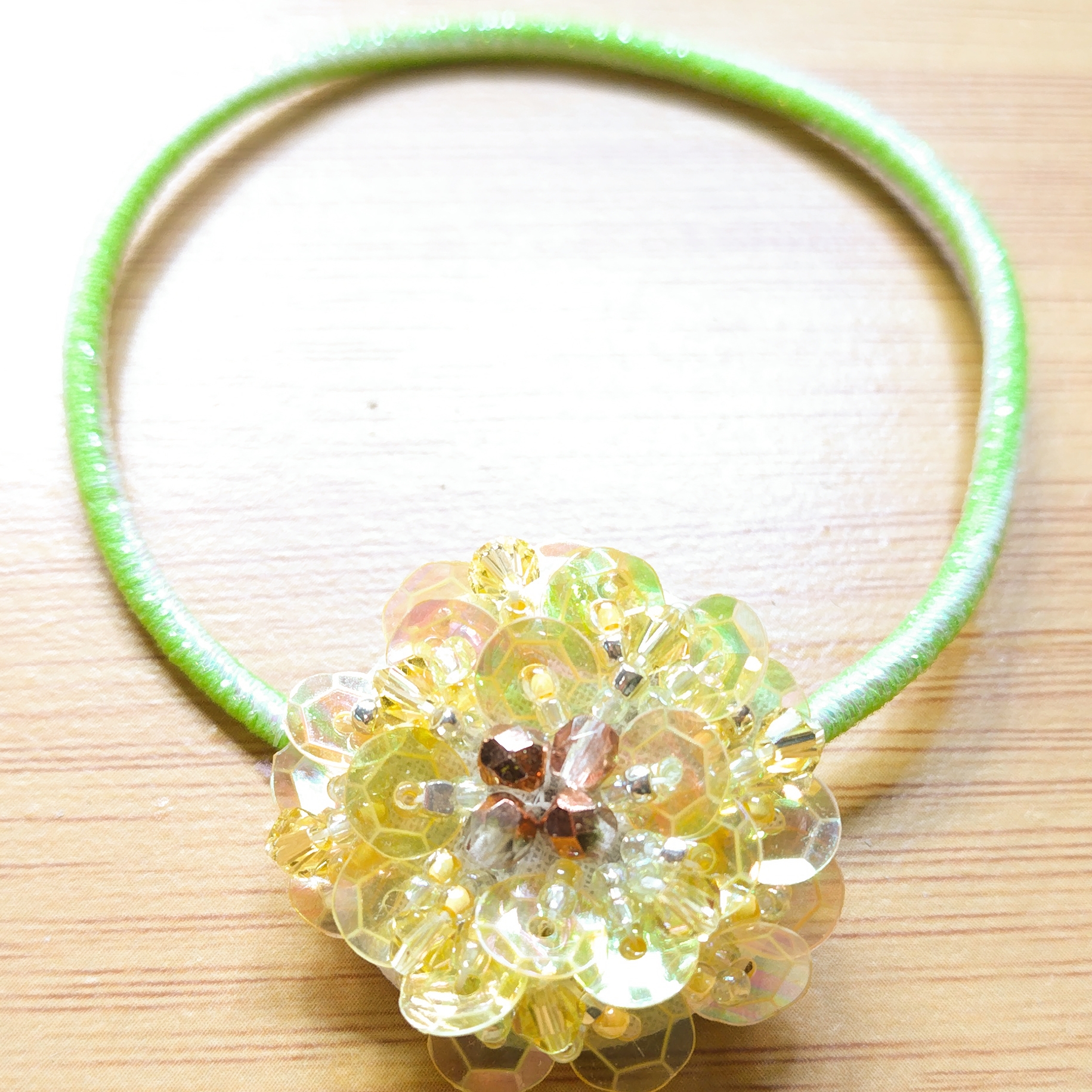 オートクチュール刺繍ヘアゴム イエロー
